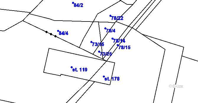 Parcela st. 73/25 v KÚ Svrkyně, Katastrální mapa