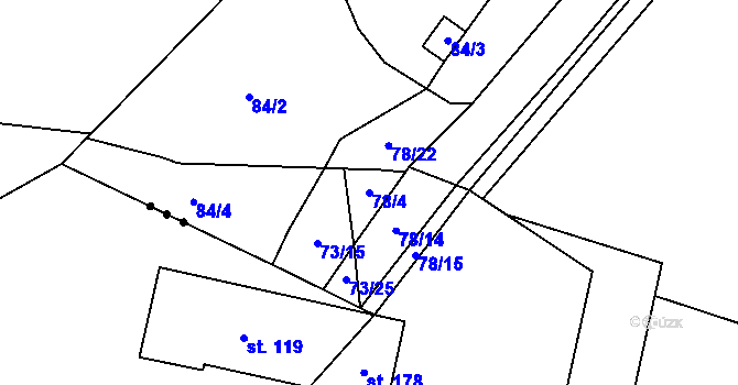 Parcela st. 78/4 v KÚ Svrkyně, Katastrální mapa