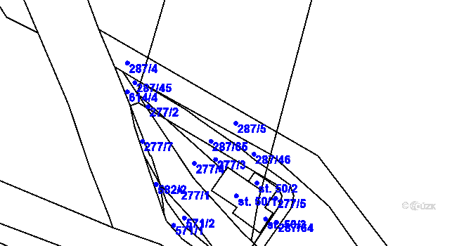 Parcela st. 287/5 v KÚ Svrkyně, Katastrální mapa