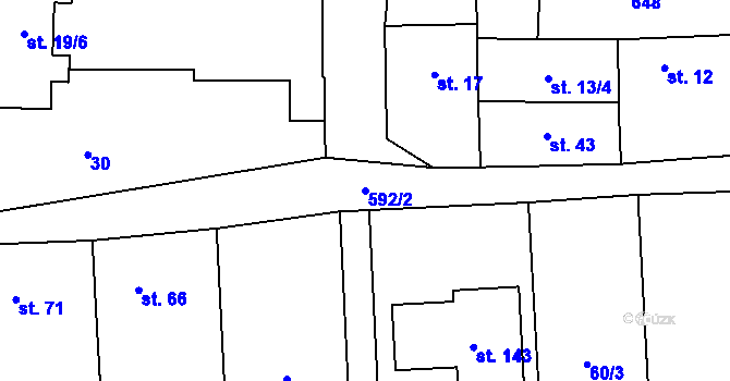 Parcela st. 592/2 v KÚ Svrkyně, Katastrální mapa