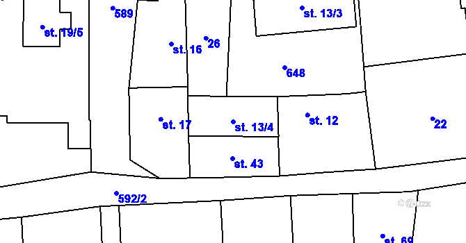 Parcela st. 13/4 v KÚ Svrkyně, Katastrální mapa