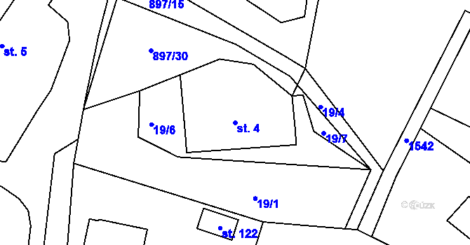 Parcela st. 4 v KÚ Svučice, Katastrální mapa