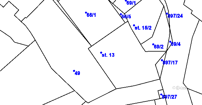 Parcela st. 13 v KÚ Svučice, Katastrální mapa