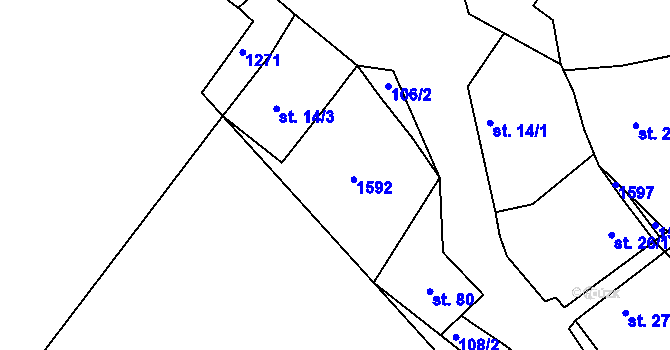 Parcela st. 14/2 v KÚ Svučice, Katastrální mapa