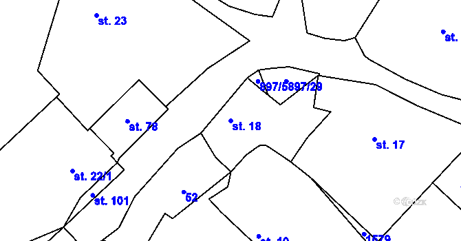 Parcela st. 18 v KÚ Svučice, Katastrální mapa