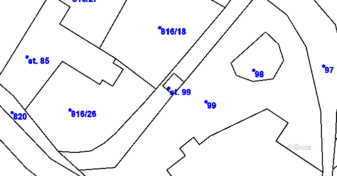 Parcela st. 99 v KÚ Svučice, Katastrální mapa