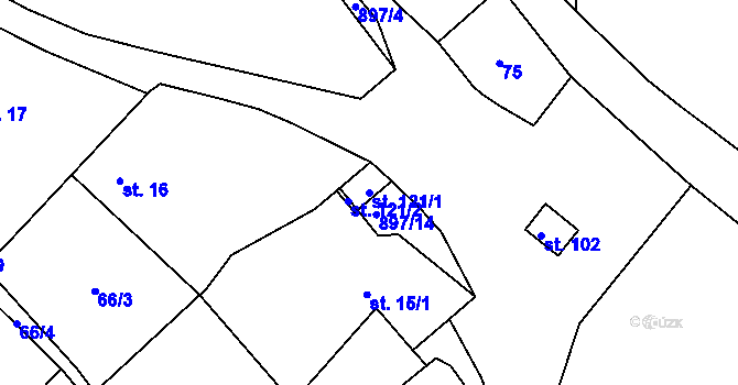Parcela st. 121/1 v KÚ Svučice, Katastrální mapa
