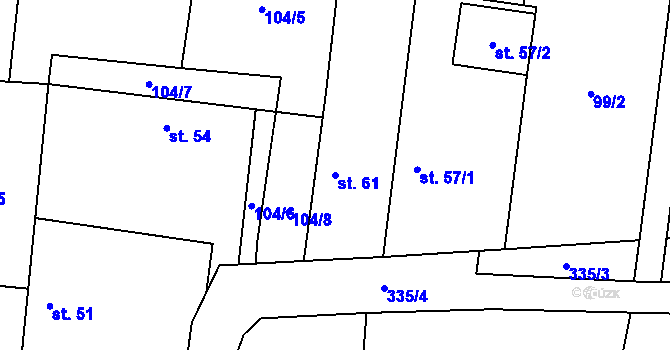 Parcela st. 61 v KÚ Sýčina, Katastrální mapa