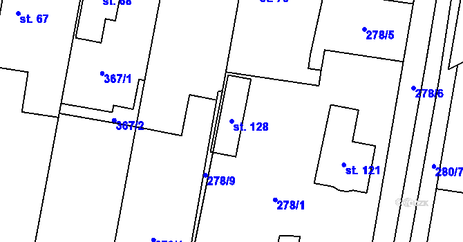 Parcela st. 128 v KÚ Sýčina, Katastrální mapa