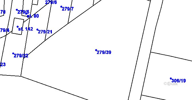 Parcela st. 279/39 v KÚ Sýčina, Katastrální mapa