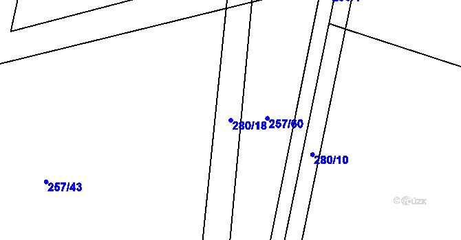 Parcela st. 280/18 v KÚ Sýčina, Katastrální mapa