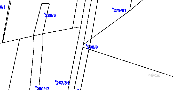 Parcela st. 280/8 v KÚ Sýčina, Katastrální mapa