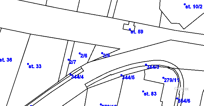 Parcela st. 2/9 v KÚ Sýčina, Katastrální mapa