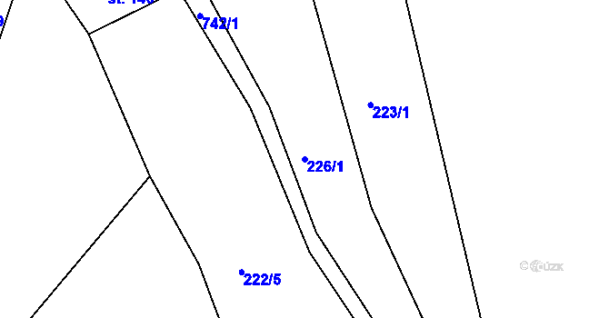 Parcela st. 226/1 v KÚ Čtveřín, Katastrální mapa