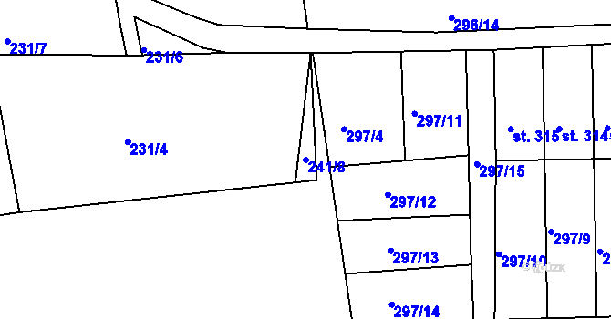 Parcela st. 241/8 v KÚ Čtveřín, Katastrální mapa