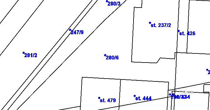 Parcela st. 280/6 v KÚ Čtveřín, Katastrální mapa