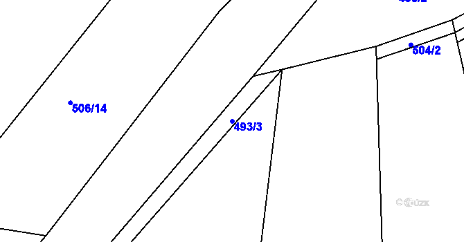 Parcela st. 493/3 v KÚ Čtveřín, Katastrální mapa