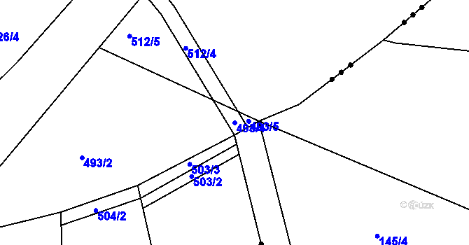 Parcela st. 493/4 v KÚ Čtveřín, Katastrální mapa