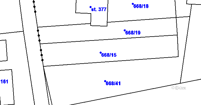 Parcela st. 668/15 v KÚ Čtveřín, Katastrální mapa