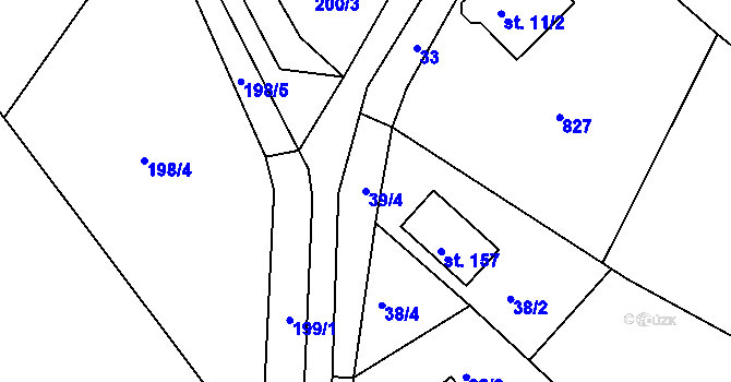 Parcela st. 39/4 v KÚ Čtveřín, Katastrální mapa