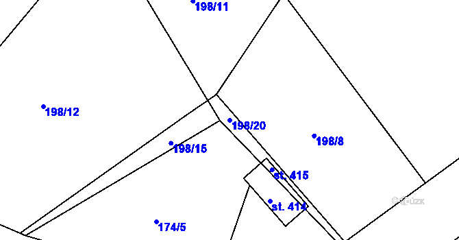 Parcela st. 198/20 v KÚ Čtveřín, Katastrální mapa