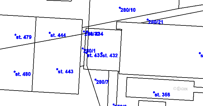 Parcela st. 432 v KÚ Čtveřín, Katastrální mapa
