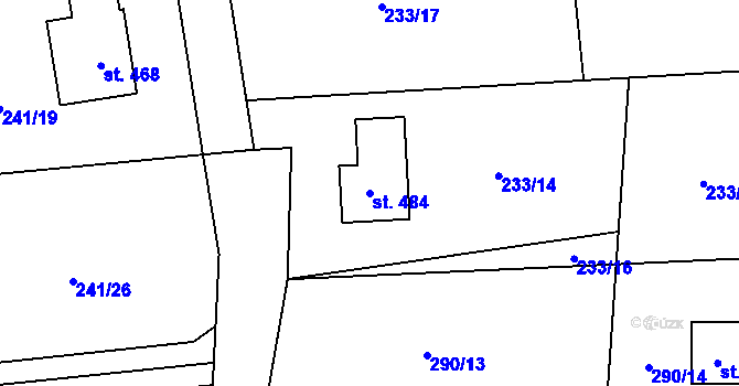 Parcela st. 484 v KÚ Čtveřín, Katastrální mapa