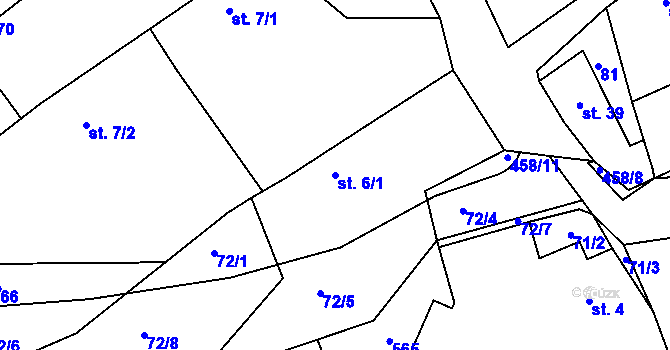 Parcela st. 6/1 v KÚ Lažany u Sychrova, Katastrální mapa