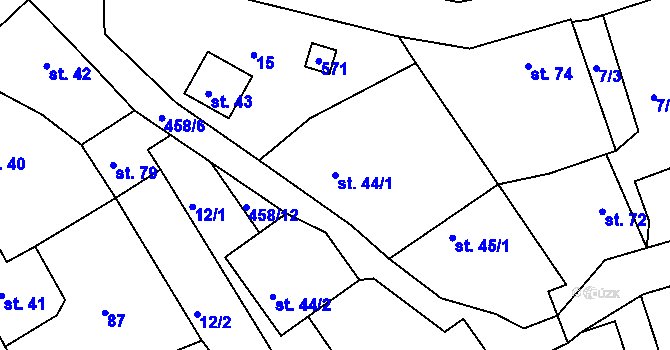 Parcela st. 44/1 v KÚ Lažany u Sychrova, Katastrální mapa