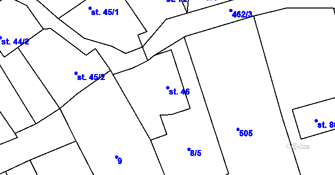 Parcela st. 46 v KÚ Lažany u Sychrova, Katastrální mapa