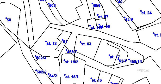 Parcela st. 63 v KÚ Lažany u Sychrova, Katastrální mapa