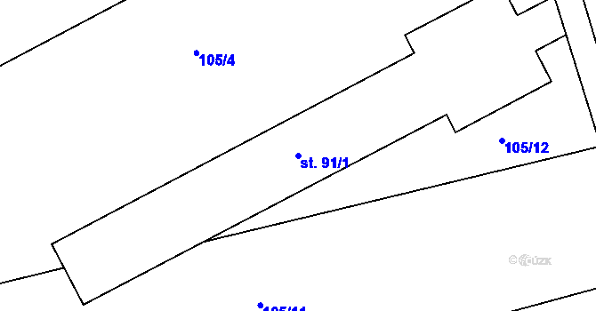 Parcela st. 91/1 v KÚ Lažany u Sychrova, Katastrální mapa