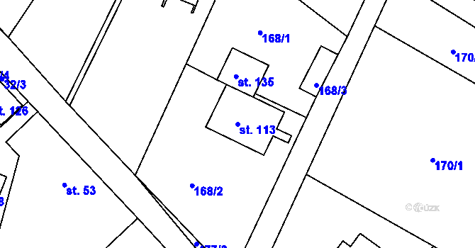 Parcela st. 113 v KÚ Lažany u Sychrova, Katastrální mapa