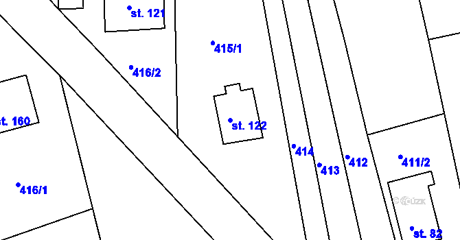 Parcela st. 122 v KÚ Lažany u Sychrova, Katastrální mapa