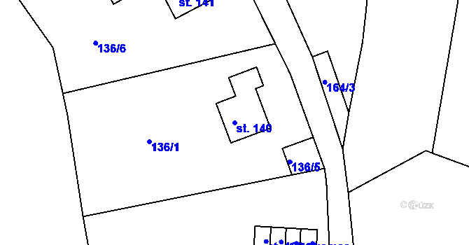 Parcela st. 140 v KÚ Lažany u Sychrova, Katastrální mapa