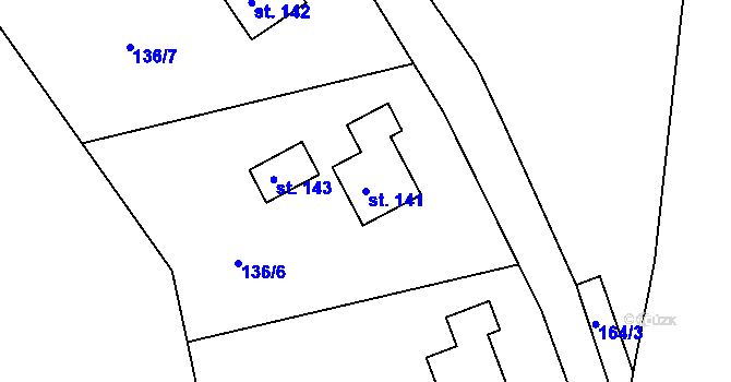 Parcela st. 141 v KÚ Lažany u Sychrova, Katastrální mapa