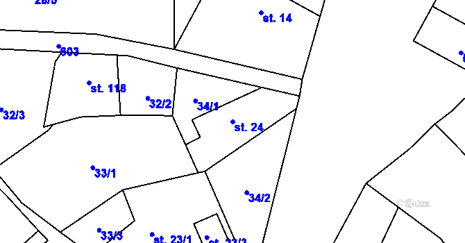 Parcela st. 24 v KÚ Paceřice, Katastrální mapa