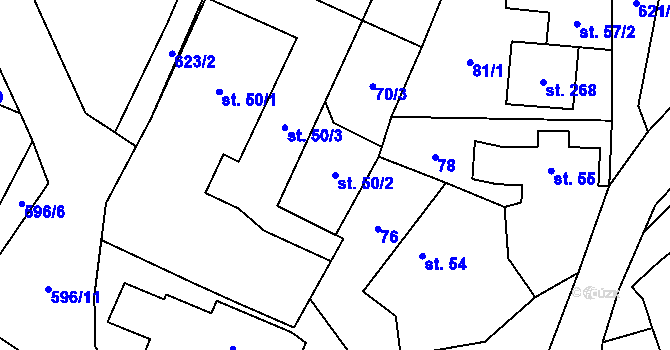 Parcela st. 50/2 v KÚ Paceřice, Katastrální mapa