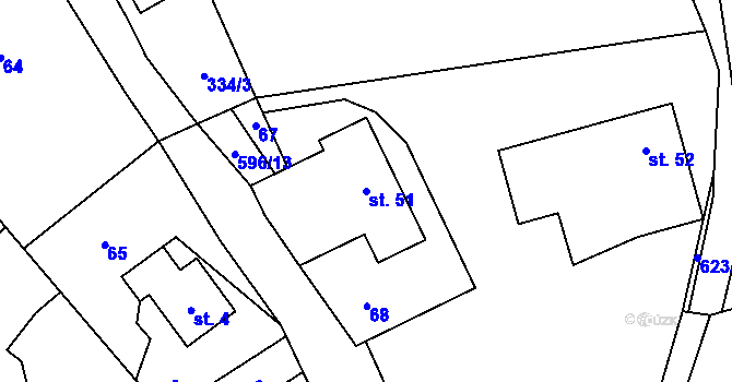 Parcela st. 51 v KÚ Paceřice, Katastrální mapa