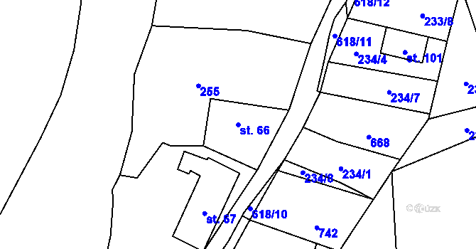 Parcela st. 66 v KÚ Paceřice, Katastrální mapa