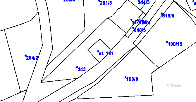 Parcela st. 111 v KÚ Paceřice, Katastrální mapa
