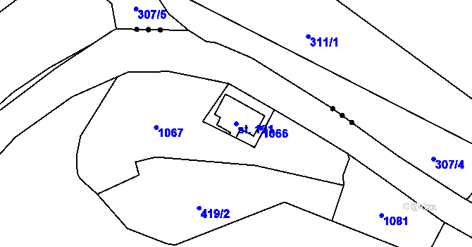 Parcela st. 121 v KÚ Paceřice, Katastrální mapa