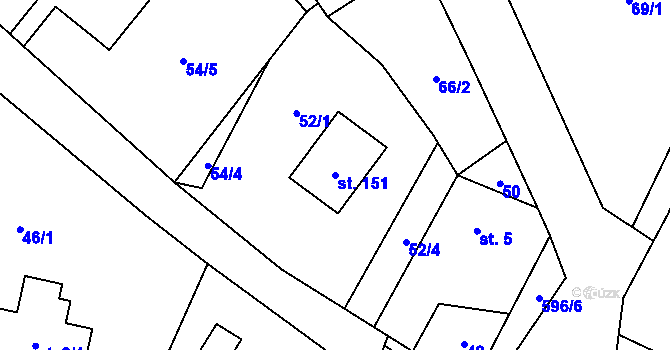 Parcela st. 151 v KÚ Paceřice, Katastrální mapa