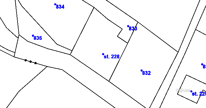 Parcela st. 228 v KÚ Paceřice, Katastrální mapa