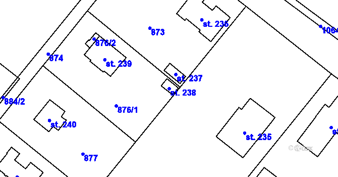 Parcela st. 238 v KÚ Paceřice, Katastrální mapa