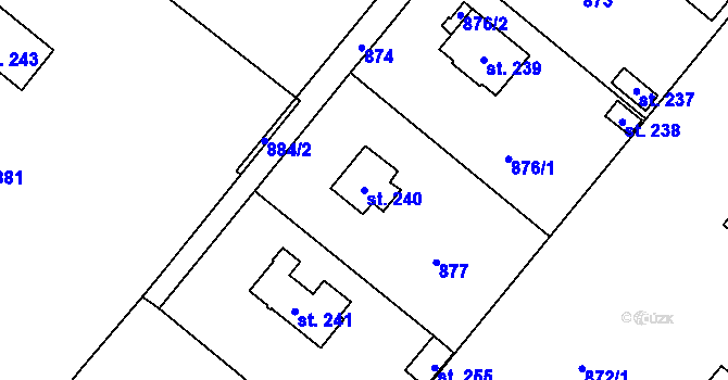 Parcela st. 240 v KÚ Paceřice, Katastrální mapa
