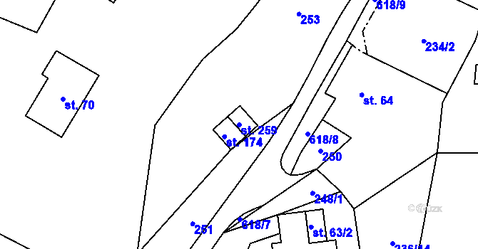Parcela st. 259 v KÚ Paceřice, Katastrální mapa