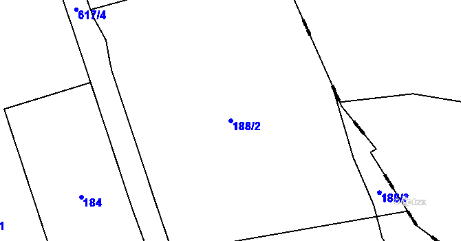 Parcela st. 188/2 v KÚ Paceřice, Katastrální mapa