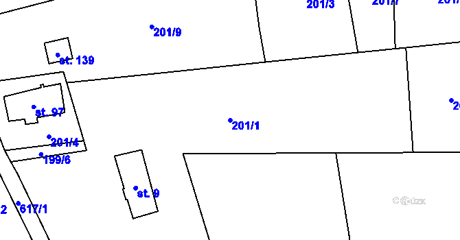 Parcela st. 201/1 v KÚ Paceřice, Katastrální mapa