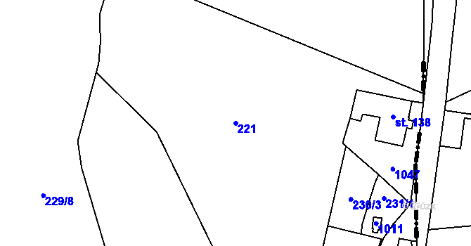 Parcela st. 221 v KÚ Paceřice, Katastrální mapa